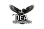 Black and white graphic design featuring a crow with wings spread, bound with bandages, perched on the letters 'OEA' with the text 'OVER EVERYTHING APPAREL' below.
